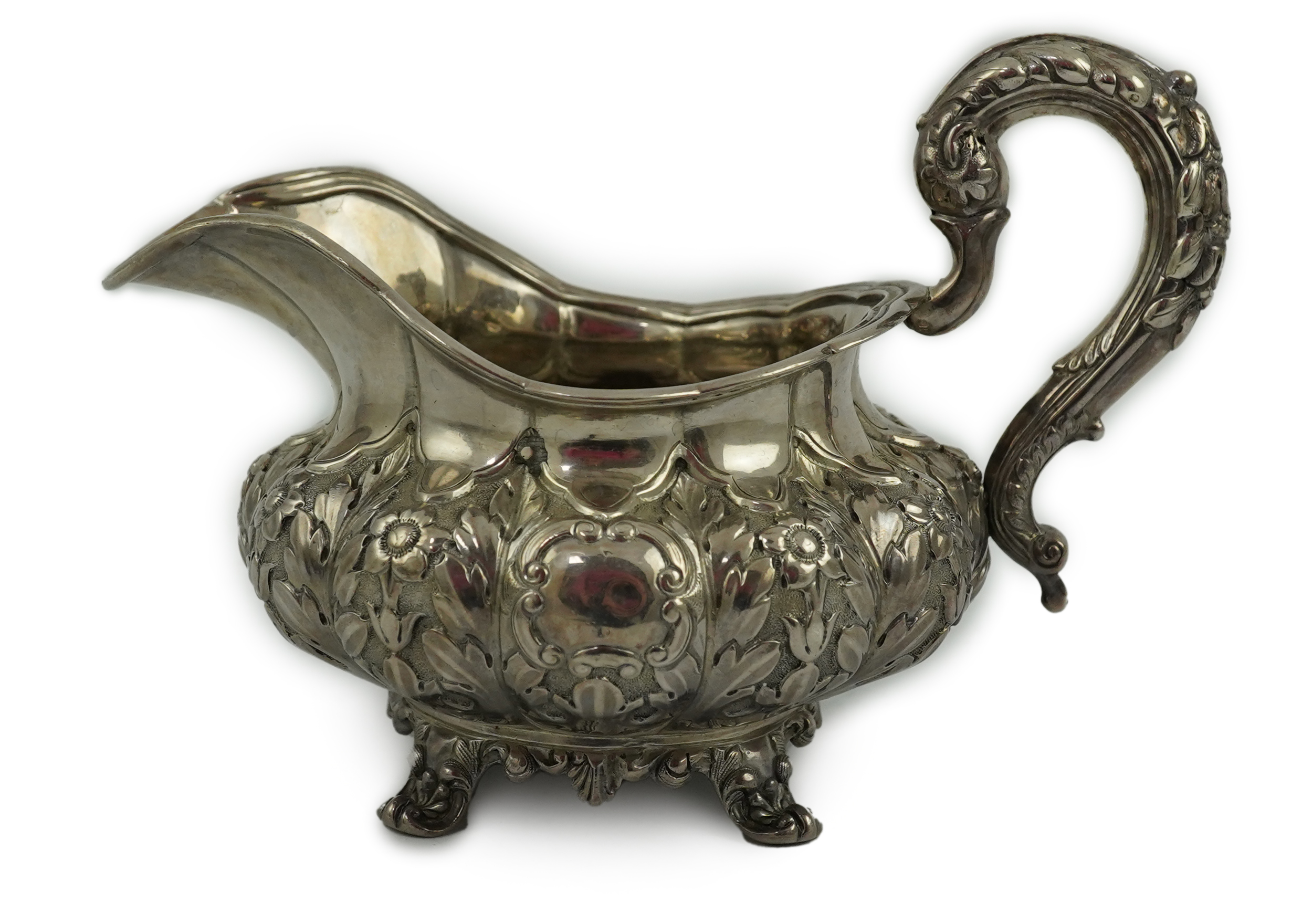 A William IV Irish silver cream jug, by James Le Bas